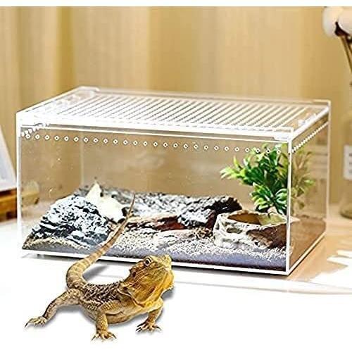 給餌ケージ 飼育ケース 透明アクリル 飼育ボックス 給餌箱 爬虫類 両生類 通気性 脱走防止 カバースライダー式 給餌ボックス 隔離ボック