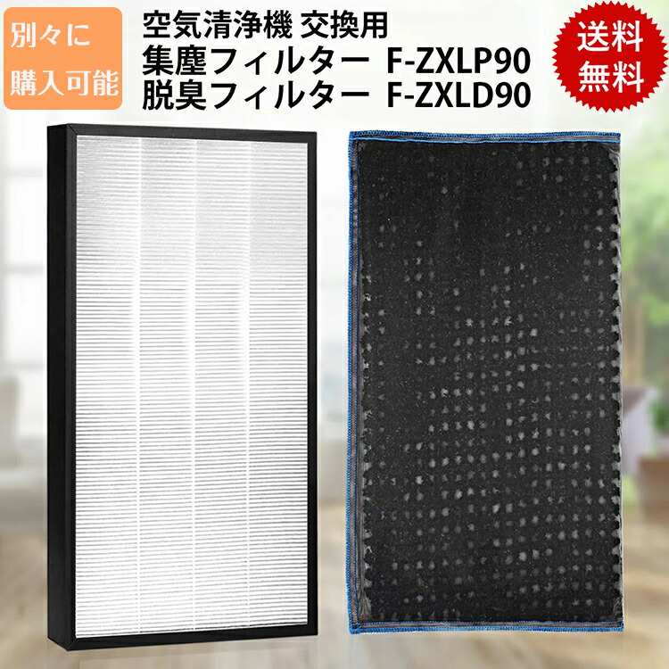 商品の説明:● パナソニック加湿空気清浄機交換用 集じんフィルター f-zxlp90 脱臭フィルター f-zxld90のセット「互換品」● 集じんフィルター機能： PM2.5、花粉、アレル物質(ダ二の
